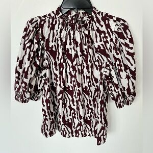 Margaret O’Leary Smock Neck Puff Sleeve Top
